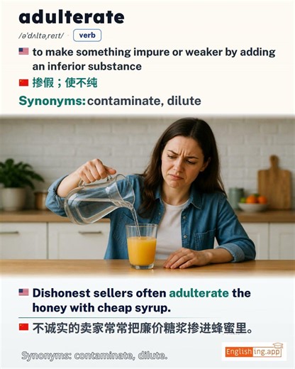 Adulterate: English vocabulary meaning and example