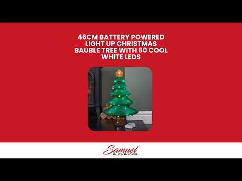 46cm Battery Powered Light up Christmas Bauble Tree with 60 Cool White LEDs