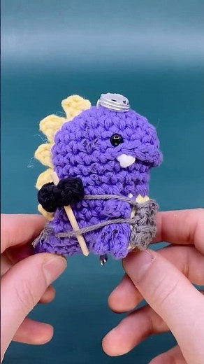 I crocheted my dad a blacksmith T-Rex for my new dinosaur board game! #dinosaur #crafts #lavarun