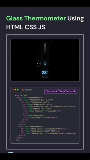 glass thermometer using html #and css #and javascript #webdesign #shotsvideo