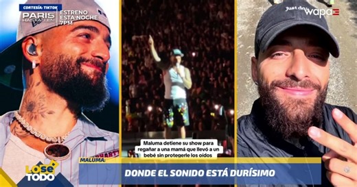 Maluma regaña a fanática por llevar un bebé a su concierto