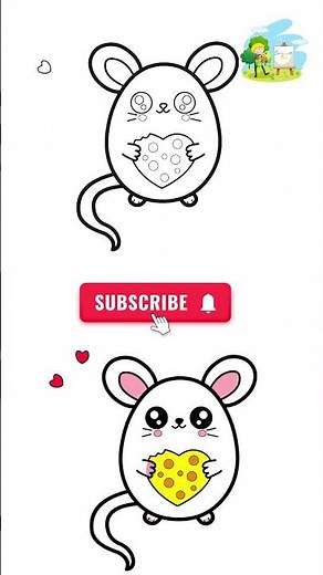 Cute Mouse with Cheese Drawing 🐭🧀 | Easy Kids Drawing | Draw with Fun #shorts