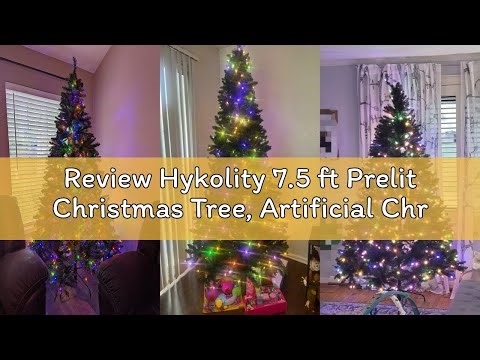 Review Hykolity 7.5 ft Prelit Christmas Tree, Artificial Christmas Tree with 450 Color Changing LED