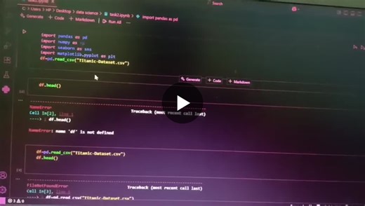 #python #datascience #dataanalytics #eda #machinelearning #pandas #seaborn #matplotlib #jupyternotebook #titanicdataset #learningjourney #datacleaning #prodigyinfotech | Kirti Gupta
