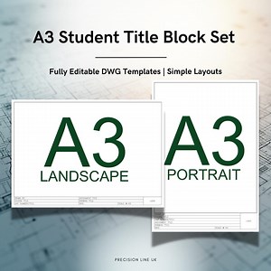 Modèles de cartouches ISO A3 pour étudiants AutoCAD (paysage et portrait) - Mise en page DWG modifiable (téléchargement numérique) - Etsy France