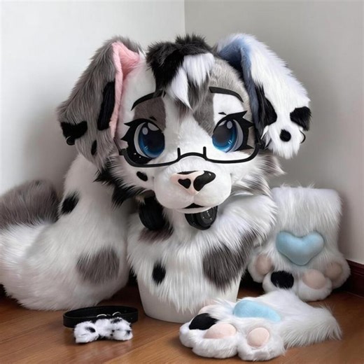 Grey Wolf Kemono Fursuit Head, Fluffy Husky Furry Mask, Black & White Canine Cosplay Costume, Anime Dog Fandom Gear,cheap Furry Head - Etsy