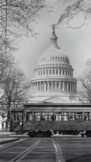 D.C. Transit Trolley #766 (SW Mall) passing in front of the U.S. Capitol - Washington D.C., c1961