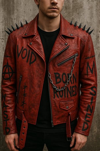Hand-painted Graffiti Punk Leather Biker Jacket - Spiked Gothic Rockstar Coat - Etsy New Zealand