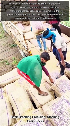 Back-Breaking Precision: Stacking Grain Sacks