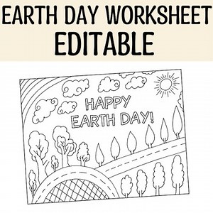 Printable Earth Day Coloring Page, Earth Day Coloring Activity, Worksheet