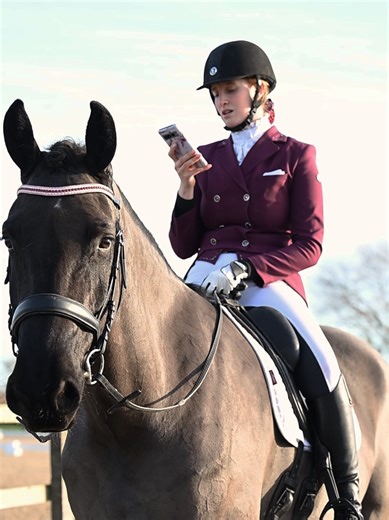 It's a tough game this dressage business! 😬 #dressage #britishdressage #naturallysupported #blackhorse #femaleequestrian