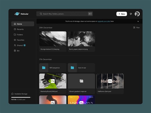 Nebula - Cloud Storage Drive Dashboard 🪐