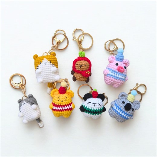 Crochet Animal Keychain Charm, Amigurumi Keychain, Cute Plush Bag Charms, Backpack Charm Gift for Her - Etsy