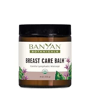 Banyan Botanicals Breast Care Balm – Organic Herbal Salve with Tulsi & Palmarosa – for Lymph Massage & Breast Health – Promotes Healthy Circulation – 4 oz – Non GMO Sustainably Sourced Petroleum Free