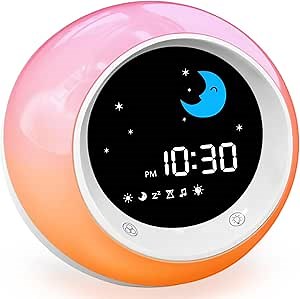 iHoo Toddlers Sleep Training Clock, Kids Alarm Clock with Night Light & Nap Timer, Ok to Wake Clock for 2-9 Years Girls Boys