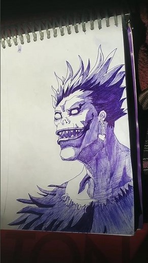 LETS DRAW RYUK FROM DEATH NOTE IN 4 EASY STEPS 😈 #deathnote #ryuk #shorts #animeeart