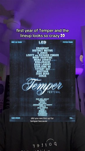 this lineup is insane 😭 first temper festival is gonna be so much fun 👀 #temperfestival #festival #edm @LED Presents @tiffany day @Starjunk95 @ninajirachi @CRANKDAT