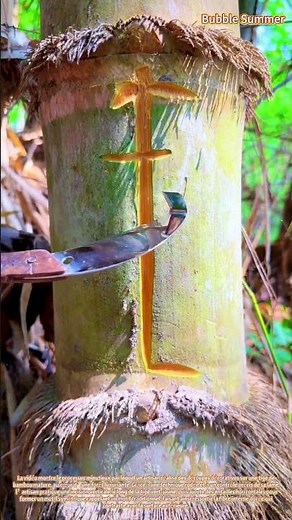 Sculpture artisanale : création de motifs complexes sur des tiges de bambou