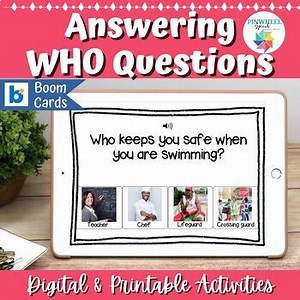 WH Questions Boom Cards Speech Therapy WHO Questions Community Helpers
