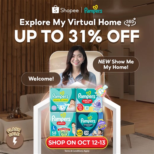 1.6K views · 43 reactions | ​ Experience the cozy comfort of Virtual Home with Pampers! ​ ✨ Get discounts up to 31% OFF + Free shipping + Flash Sale! ✨​​ What are you waiting for? Shop now this October 12 - 13!​ https://shopee.ph/collections/5046736 | Pampers | Facebook
