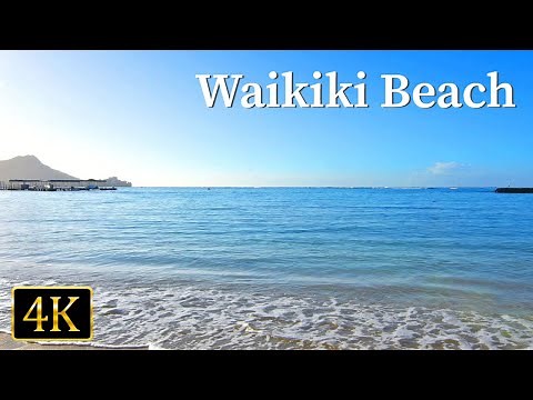Hawaii 4K | Calm Ocean Wave Sounds at Waikiki Beach