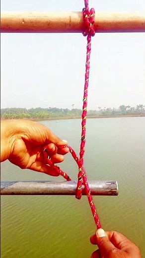 Tying SS Pipe on Pond Edge With Rope | Simple DIY Technique👍👍#outdoors #knotcraft #knot #craft