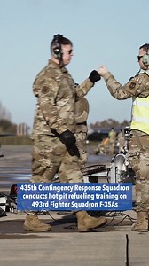🎥: The 435th Contingency Response Squadron conducts hot pit refueling training on 493rd Fighter Squadron F-35As at Royal Air Force Lakenheath, England. | F-35 Lightning II Joint Program Office