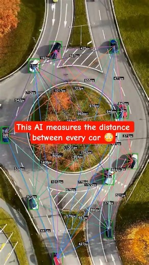 AI Calculates Distance Between Every Car in Real Time 🤯 | Ultralytics Vision #Shorts #shorts