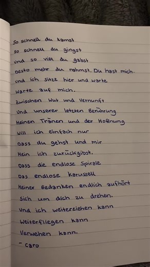 Handwritten Poem in German Captures Deep Emotions