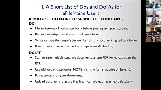 eFiler Dos and Don'ts