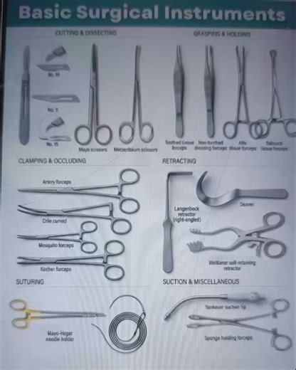 Basic surgical instruments🩺💉✂️🩸💊 #education #instruments