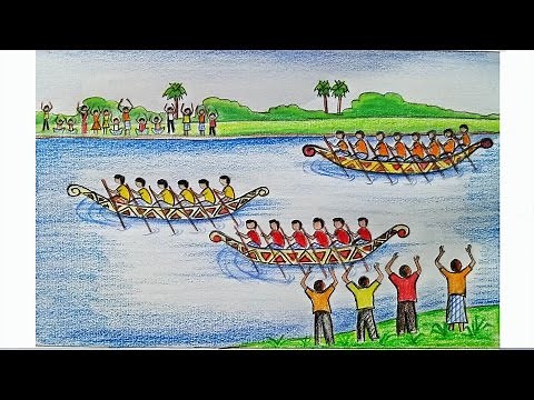 How to draw a scenery of Boat regatta Step by step (very easy) || Art video