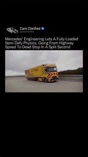 Cars Clarified | This isn't driver skill or luck, it's Mercedes' engineering stack bringing a fully loaded truck from highway speed to a dead stop before a... | Instagram