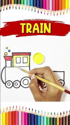 Cómo Dibujar y Pintar un Tren 🚂 - Tutorial Paso a Paso para Niños #train