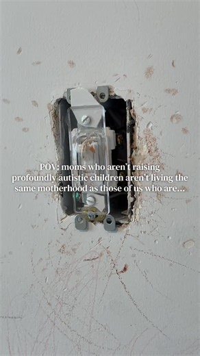 Alyssa Hamblin on Instagram: "I’m happy that most don’t understand why we re-paint Oscar’s room so often, why we moved all the electrical outlets to the ceiling, why we replaced all the outlet plates with metal ones, and so much more that we do on a daily basis. I am happy that most will never understand so many things that come along with this version of motherhood. #severeautism #profoundautism #specialneedsmom #autismmom #asdmom 🫂🤍🧩😪"