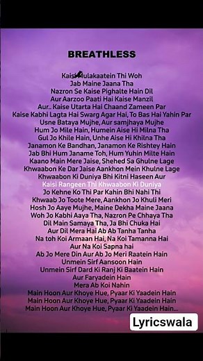 🎵 Breathless |Full Song Lyrics |ShankarMahadevan |Non Stop Singing Magic
