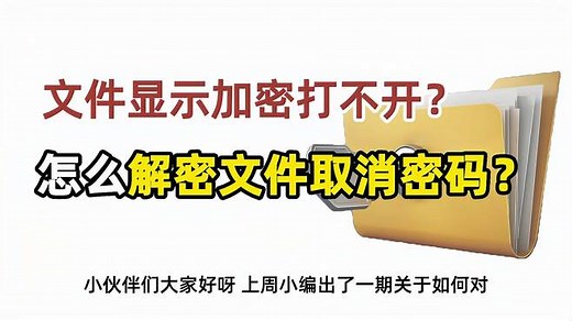 文件显示加密打不开，怎么强制解密文件取消密码