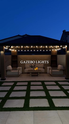 made the biggest difference 🥹😍 lights are from @Lowe’s 💡🤩 #gazebomakeover #gazebolights #outdoorstringlights #backyardmakeover #backyardtransformation #outdoordecor #backyardambiance #springtime #summertime #backyardvibes #fyp #foryou #viral #trending #turningahouseintoahome @Sunjoylife | Outdoor Furniture @crateandbarrel @potterybarn