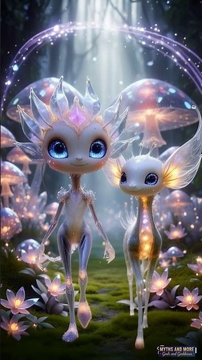 Mystical Creatures in the Glowing Mushroom Forest
