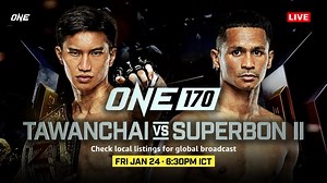 19M views · 389K reactions |  We're LIVE with ONE 170, featuring Tawanchai, Superbon, Fabricio Andrade, Nico Carrillo, and so much more  | ONE Championship | Facebook