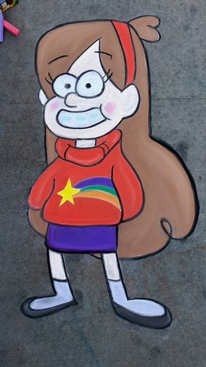 3.2K views · 35 reactions | A sidewalk chalk Mabel from Gravity Falls. Don’t forget to drop a llike, folllow, and put any requests in the comments! #art #sidewalkchalk #sidewalkchalkart #sidewalkchalkartist #chalkart #chalkartist #gravityfalls #mabel | Paincakes | Facebook
