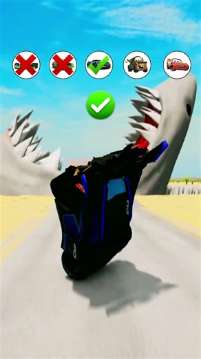 Giant Shark Mouth vs Chick Hicks, Jackson Storm, Francesco, Mater & McQueen