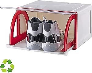 Sneaker Storage Box Shoes Organizer Stackable Magnetic Drawer Side Open