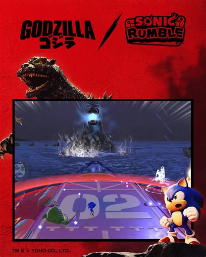 Sonic Rumble on Instagram: "The colossal crossover event stage has emerged! – limited time only! 💥 Survive Godzilla’s rampage in the middle of the ocean! Avoid Godzilla’s devastating Heat Ray and dodge the lurking Shockirus 🚢 No time for easy cruising."