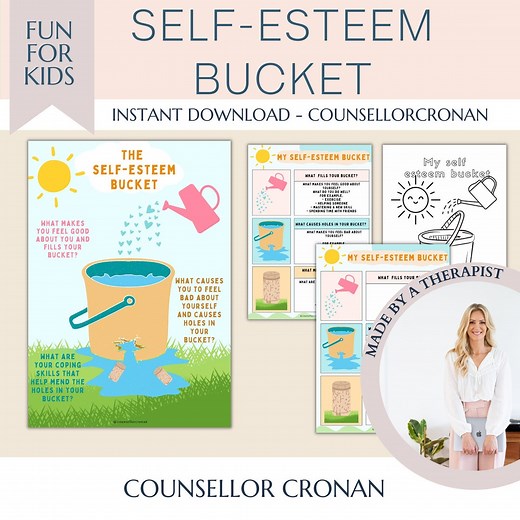 The Self Esteem Bucket Self Worth Self Love Confidence Activity for Kids, Therapy Worksheets, Affirmations, School Counselling Resources SEL - Etsy