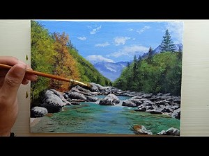 Shallow River acrylic painting tutorial step by step for beginners
