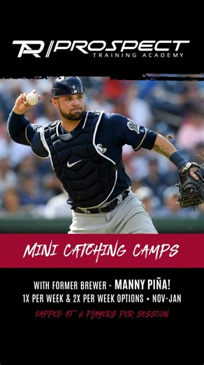 Elite catching starts with elite instruction. 🔥Manny Piña – 10-year MLB catcher known for his defensive excellence – begins his mini-camps this week! • 10U–18U • 5 sessions, small groups • Multiple day options Limited enrollment means individualized coaching. Lock in your spot today. 📲 https://play.ptabaseball.com/events/catching-mini-camps-with-former-brewer-manny-pina-6758-s-13th-st-oak-creek-wi-53154-11-17-2025 | Prospect Training Academy