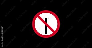 do not enter sign. Red no entry traffic sign animation. No Entry traffic road sign, animated cartoon icon on black background