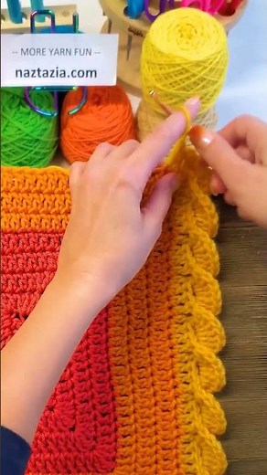 Crochet Wavy Shell Stitch Edging Border #shorts