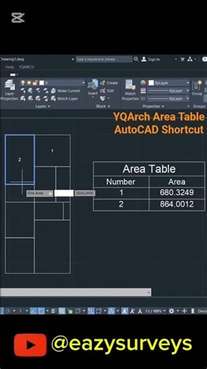 Area Table AutoCAD Shortcut Command #autocad #landsurveying #yqarch #civil3d
